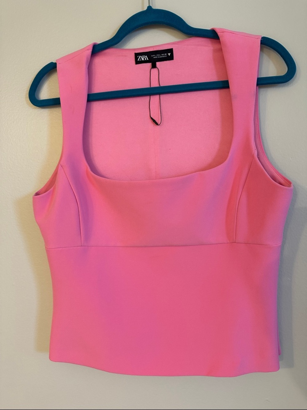 Zara Bright Pink Square Neck Tank